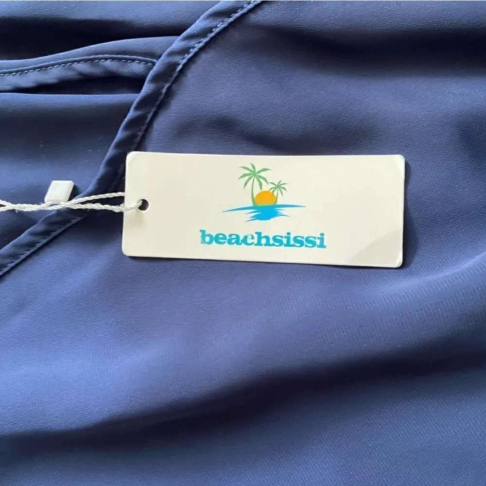 Beachsissi Tank Swimsuit Coverup Dress Blue Sheer Lightweight New Womens Size XL